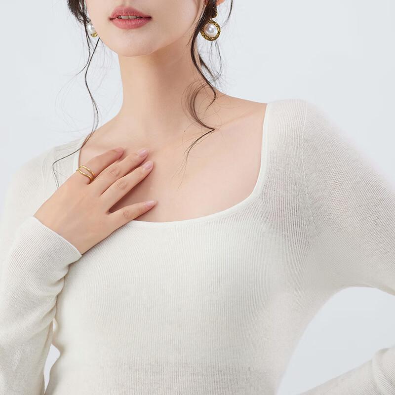 Women's 100% Pure Wool Square Neck Sweater
