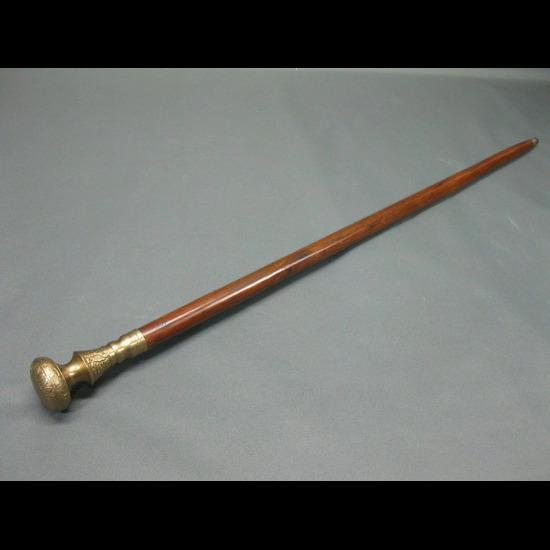 Working Style Handle OLD BRASS HEAD Style Wooden Shaft Walking Cane Stick