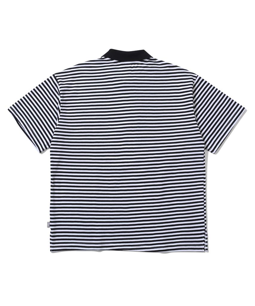 Sseochi410 Double Logo Stripe Polo Shirt Black