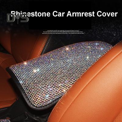 Bling Rhinestone osłona podłokietnika samochodowego uniwersalny prostokąt gumka Auto konsola środkowa podkładka zabezpieczająca poduszka mata akcesoria do wnętrza samochodu