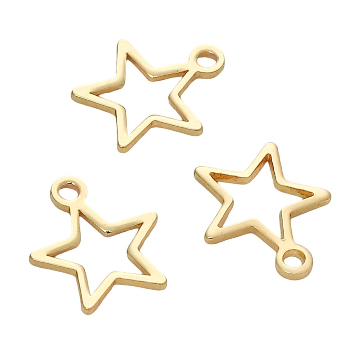 

10 шт./пакет, полый, однотонный, глянцевый, с медным покрытием, подвеска в виде звезды-пентаграммы для самостоятельного изготовления ювелирных изделий, браслет, серьги, аксессуары Hollow star-6x8mm