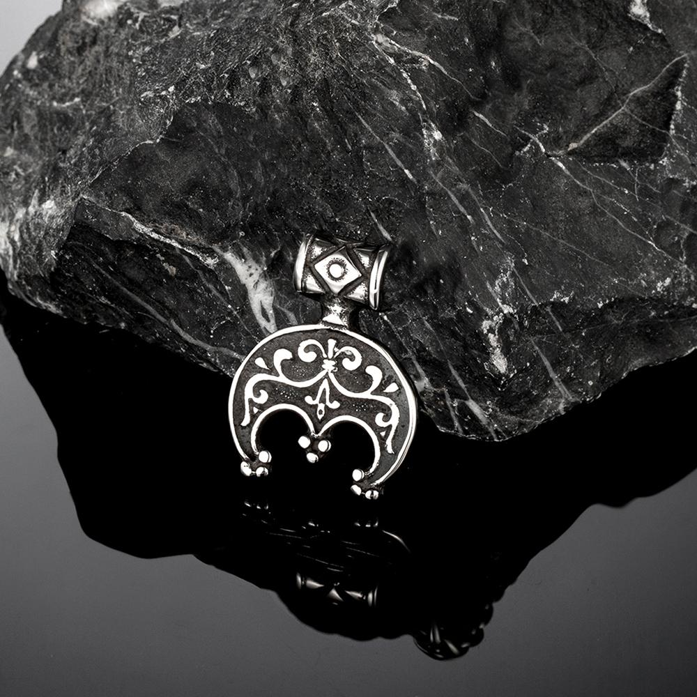 Retro Norse Iris Flower Necklace Men Women Medieval Stainless Steel Viking Runes Fleur-de-lis Pendant Celtic Knot Amulet Jewelry