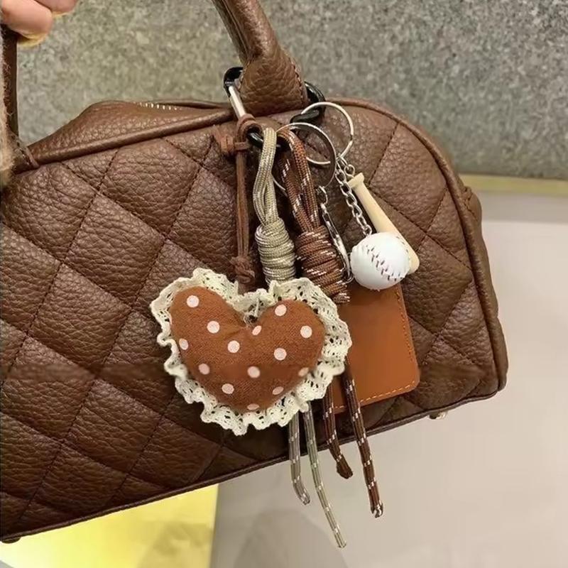 Fashion Rope Baseball Keychain Trendy Bag Hanging Lace Border Love Decoration Pendant Gift For Women