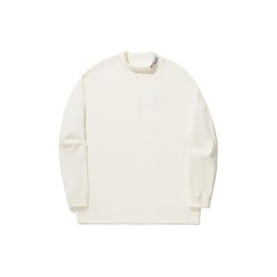 Li Ning Reignite Series Solid Color Loose Fit Round Neck Long Sleeve Drop Shoulder T-Shirt Men Tops Off-White ATLU037-1