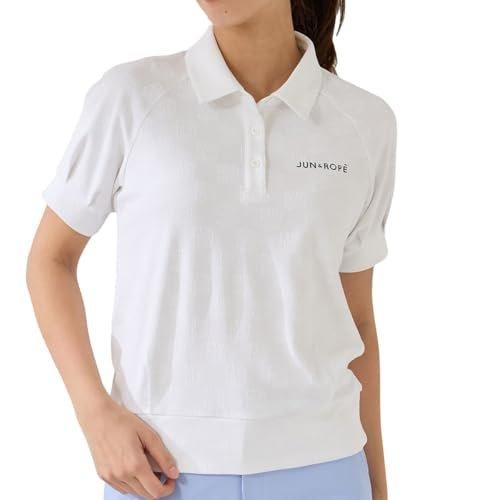 JUN&ROPE' Women's Jacquard Tuck Sleeve Short Sleeve Polo Shirt UV Cut Moisture Wicking Black M Size