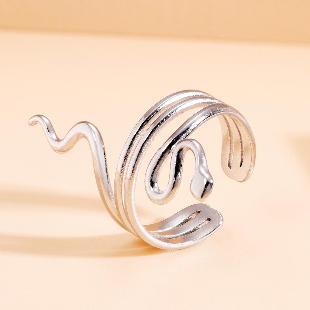 18K Gold Plated Punk Snake Ring in Stainless Steel