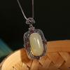 12-Piece Vintage Ethnic Style S925 Silver & Hetian Jade Pendant Set with Auspicious Cloud and Ga'u Box Design