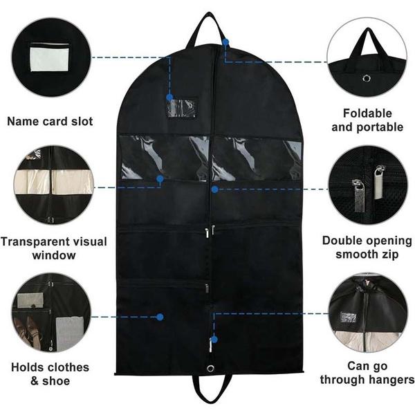 1 STK 110/130/152 CM Reiseanzugtasche, Lange Kleidersäcke, Staubdicht, Kleidersäcke für Kleidungsreisen, Tanzkostümtasche mit Taschen