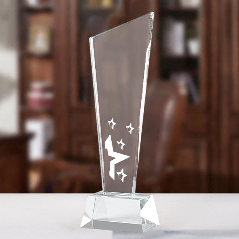 Customized Glass Award Trophy Commemorative Honor Sandblasting Carving for Office Home Decor Annual Ceremony Corporate Events