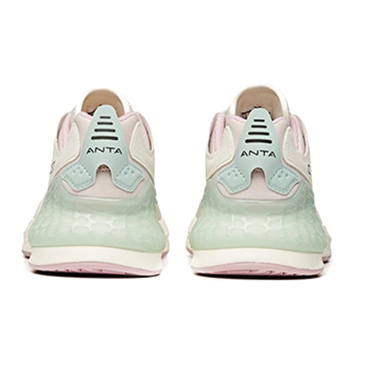 New Anta C37+ Cushioned Anti Slip Wear Resistant Breathable Lightweight Low Top Running Shoes Women's White Green 922045537-2
