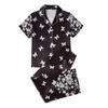 Pajamas satin short-sleeved shorts thin suit comfortable casual printed loungewear women's