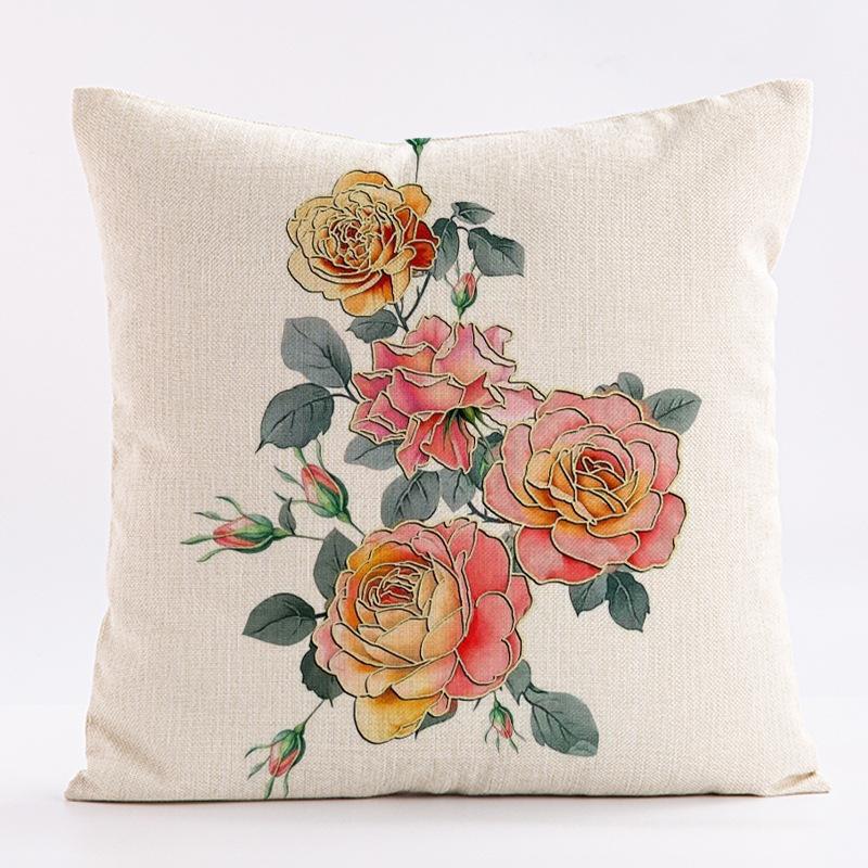 Painted Flower Patterns Throw Pillow Cover With Short Plush Print For Living Room Sofa Decoration Cushion Cover Pillow Covers