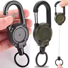 1/5pcs Retractable Heavy Duty Pull Reel Carabiner Strong Steel Wire Rope Buckle Spring Key Ring Outdoor Sporty attachment Keychain Tool