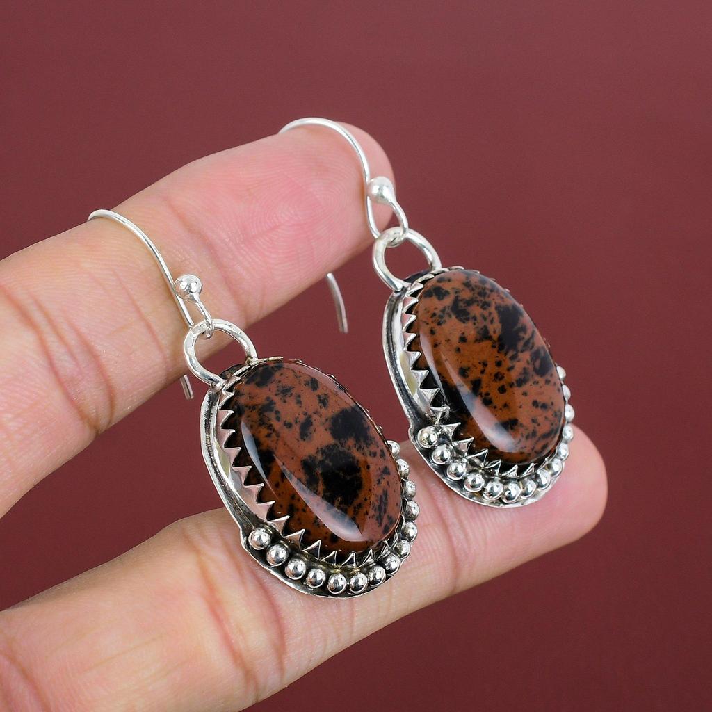 Mahogany Obsidian Earrings Gemstone Jewelry Handmade Earrings 925 Sterling Silver Earring Amazing Drop Earring Gifts For Her Silver Jewelry