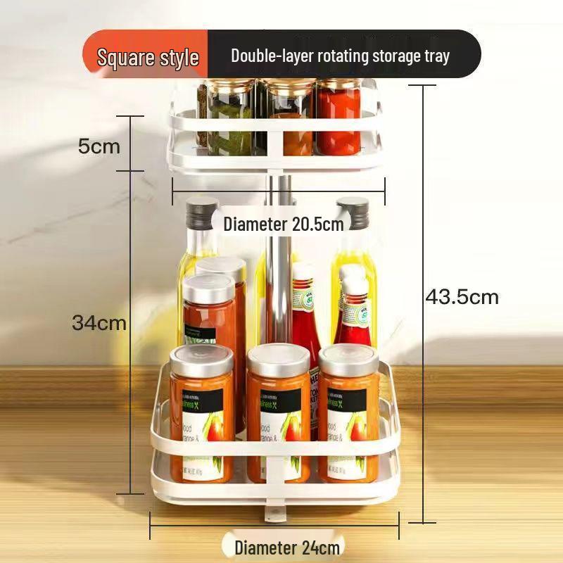 360° Rotating Kitchen Countertop Rack for Seasonings, Oils, and Condiments