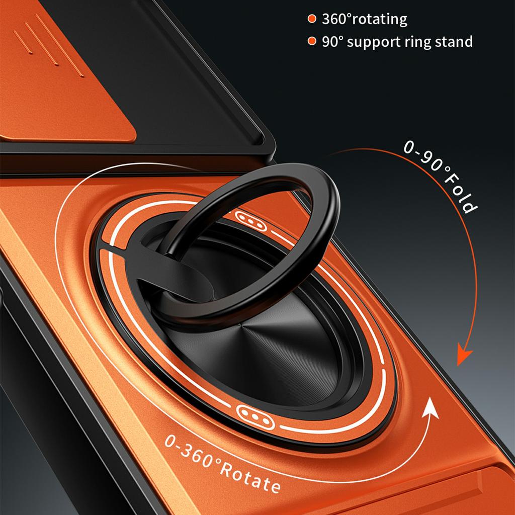 For Xiaomi Redmi A5 NFC (EU) (173.45mm) Magnetic Case Ring Holder Foldable Kickstand TPU PC Phone Cover with Camera Lens Slider