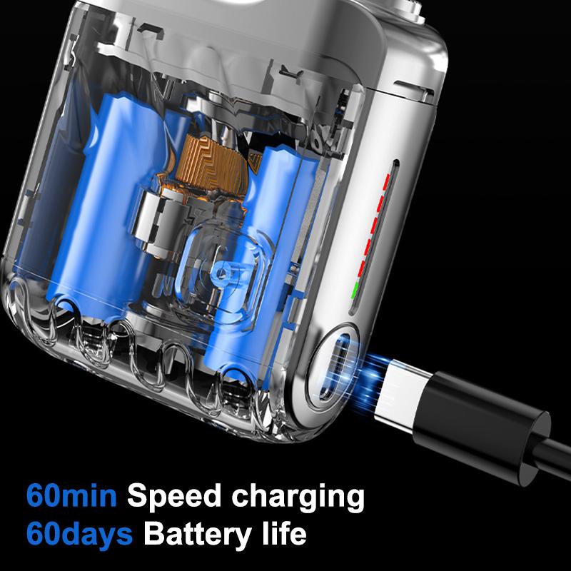 Mini Electric Shaver Dual Head Waterproof Type-C Rechargeable Shaver Travel Rotary Razor Men'S Portable Hair Beard Trimmer Tool