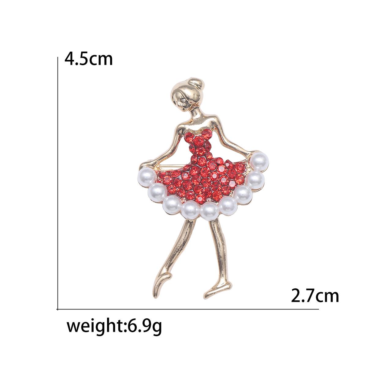 

Rhinestones Dancing Girl Brooch for Women Unisex Simulation Pearl Lapel Pins Banquets Party Gift Jewelry Accessories