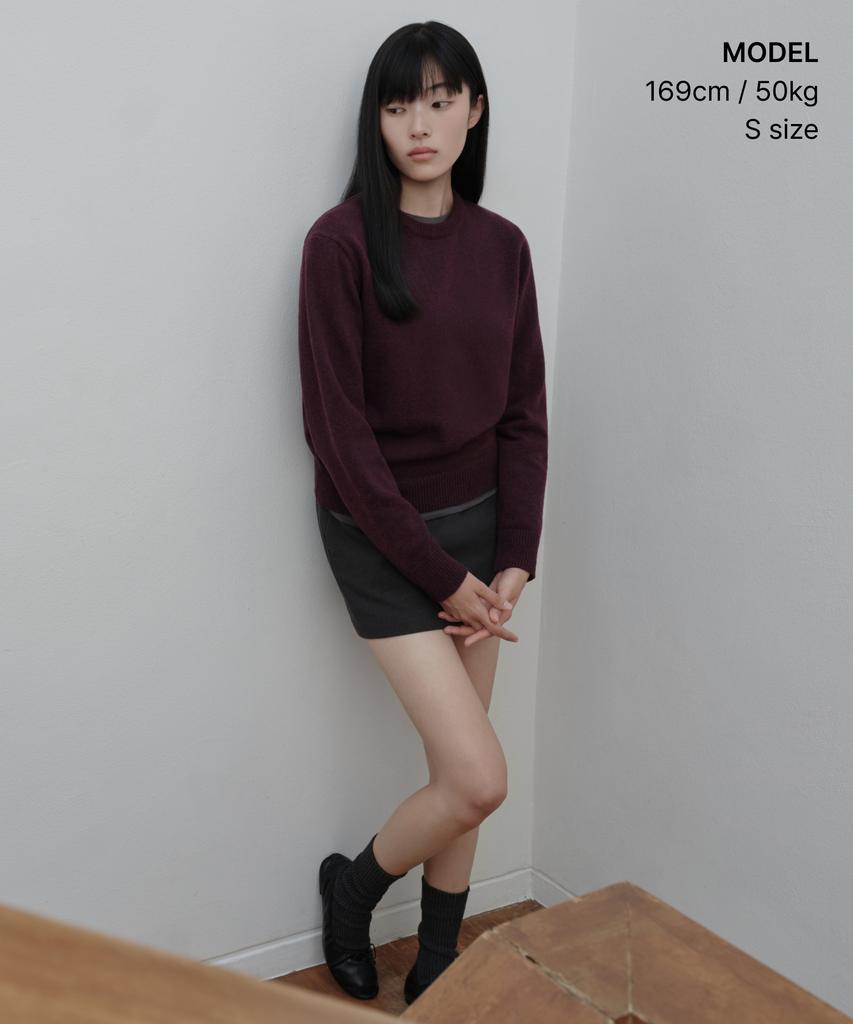MUSINSA STANDARD WOMAN [Victoria Wool] Women'S Crew Neck Knit [Plum]
