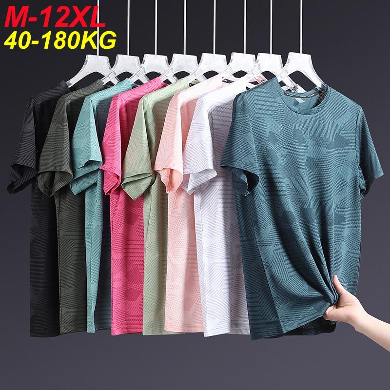 Extra Plus Size 12xl Men T Shirts Quick Dry Tee T-Shirt Round Neck Short Sleeve Oversize Tops Big Men Clothing