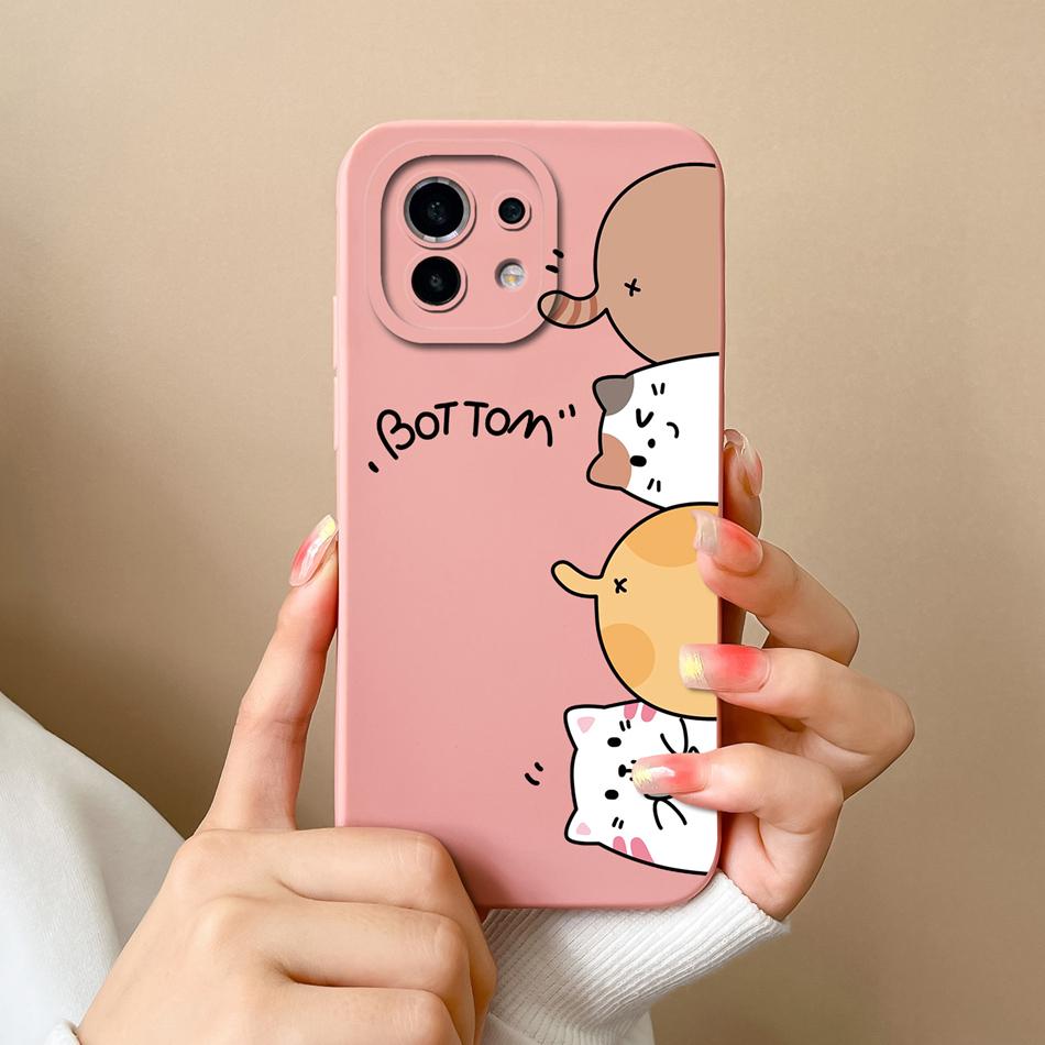 For Xiaomi Mi 11 Lite/Mi 11 Pro Phone Case Full Protection Cute Back Cover For Mi11 Lite Mi 11Pro Soft Liquid Silicone Bumpers