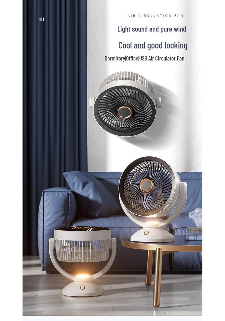 Rechargeable High-Power Desktop Circulating Fan for Student Dorms and Bedrooms