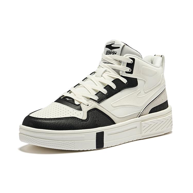 Hongxing Erke Conquer 3 Color Block Classic Soft Sole Comfortable Versatile High-Top Sneakers Men Sneakers Black White 51124301023-004