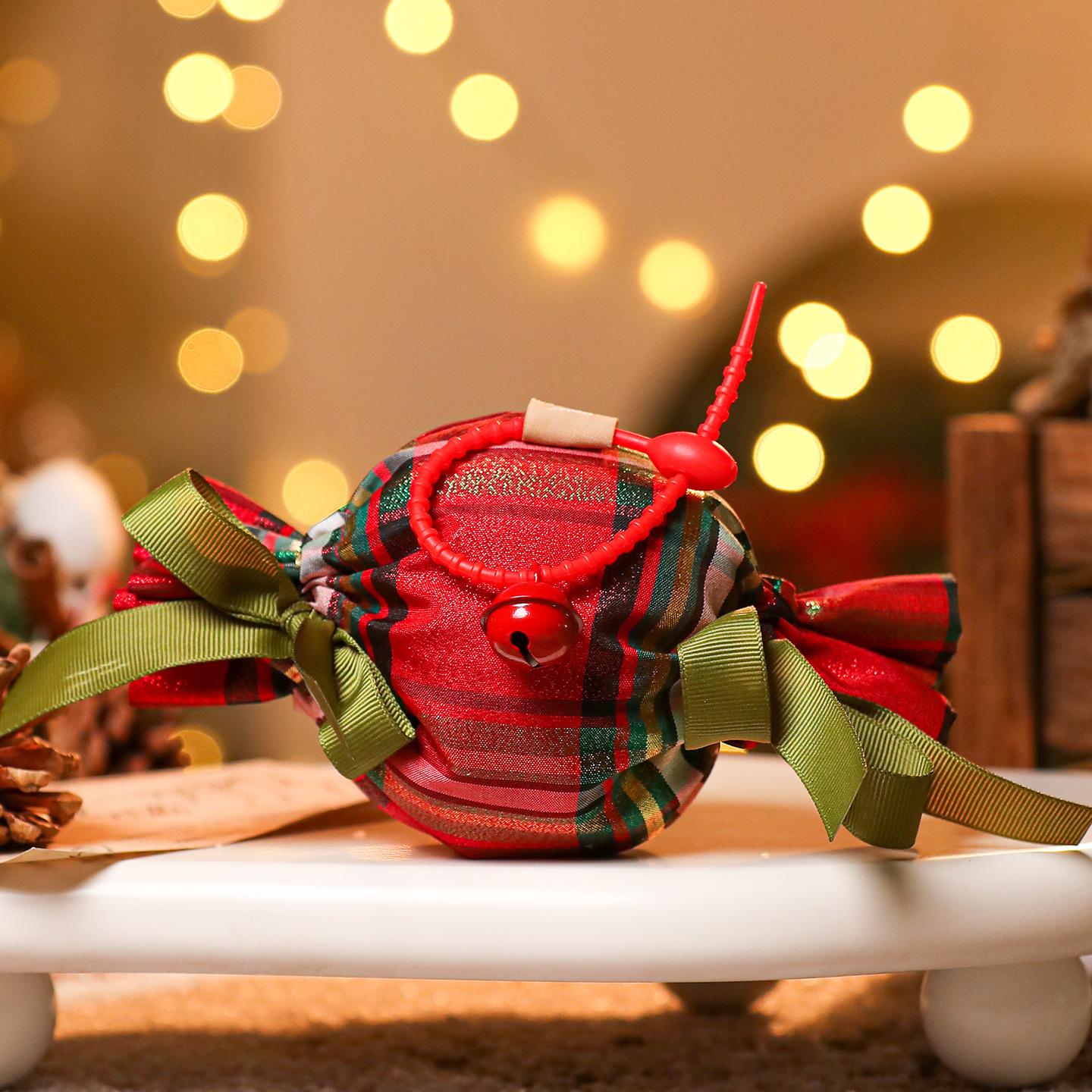 

Wine Red Plaid Christmas Gift Bag Portable Drawstring Candy Bags Apple Box Cookie Biscuit Packaging Bag New Year Party Supplies