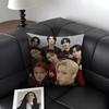 A-Ateez Kpop Style Cushion Cover Natural Linen Organic Fabric Double-Sided Printing Sofa Home Decor Gift Pillow Case