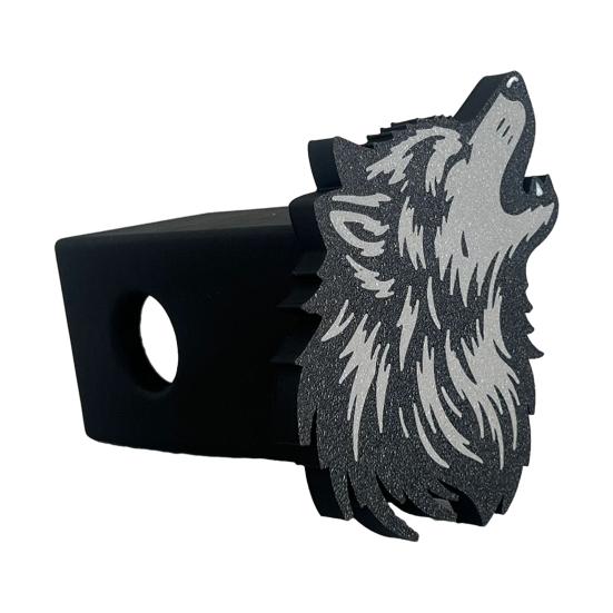 Wolf Head Trailer Hitch Cover for 2 Receivers Howling Wolf Trailer Hitch Tube