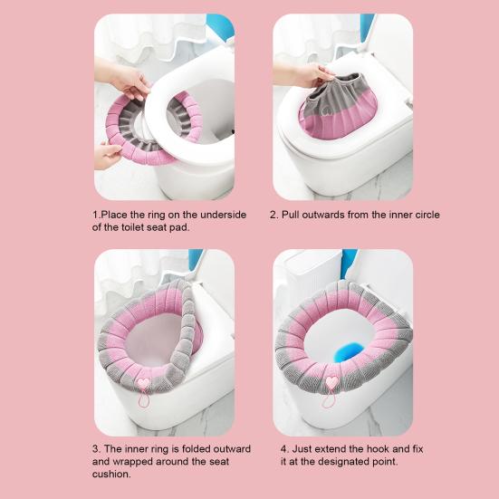 1/4Pcs Toilet Seat Covers Stretchable Thick Soft Padded Toilet Seat Warmer Cushion with Handle