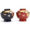 Maeju Lacquerware Zoni Bowl (450ml) - Large size, with lid, lustrous black interior with red lacquer and crane design, gold mica, traditional craft, Y