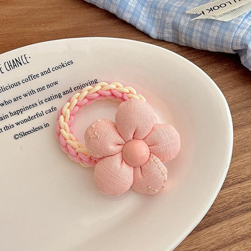 Candy Color Headband Wool Bold Flower Hair Rope Children'S Sweet High Elastic Hair Band Headgear Head Flower Girls Hair Accessories