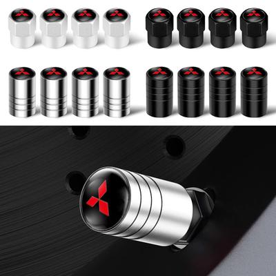 4 Pièces Valve d'Air de Pneu de Roue de Voiture en Métal Capuchon de Tige d'Air Badge Accessoires Auto Pour Ralliart Asx Lancer 9 Outlander 3 l200 Pajero