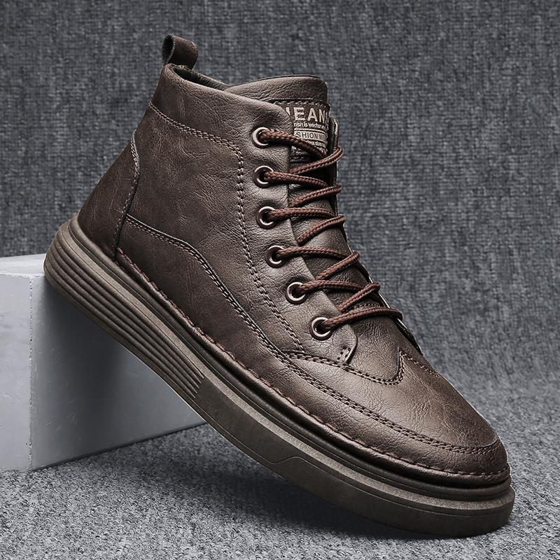 

Мужские модные высокие кожаные уличные спортивные и повседневные туфли, черные ботинки с высококачественной конструкцией поддержки голеностопа, женские ботинки 39 коричневый