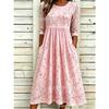 Women's Crew Neck Long Sleeve Loose Fit A-Line Midi Dress Casual 3D Floral Print