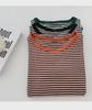 Dámské volné pruhované letní tričko s krátkým rukávem a kulatým výstřihem