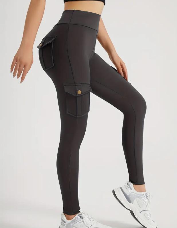 Women's High-Waist Quick-Dry Pocket Fitness Pants - Elastic & Tight Sports Leggings for Running & Bodybuilding