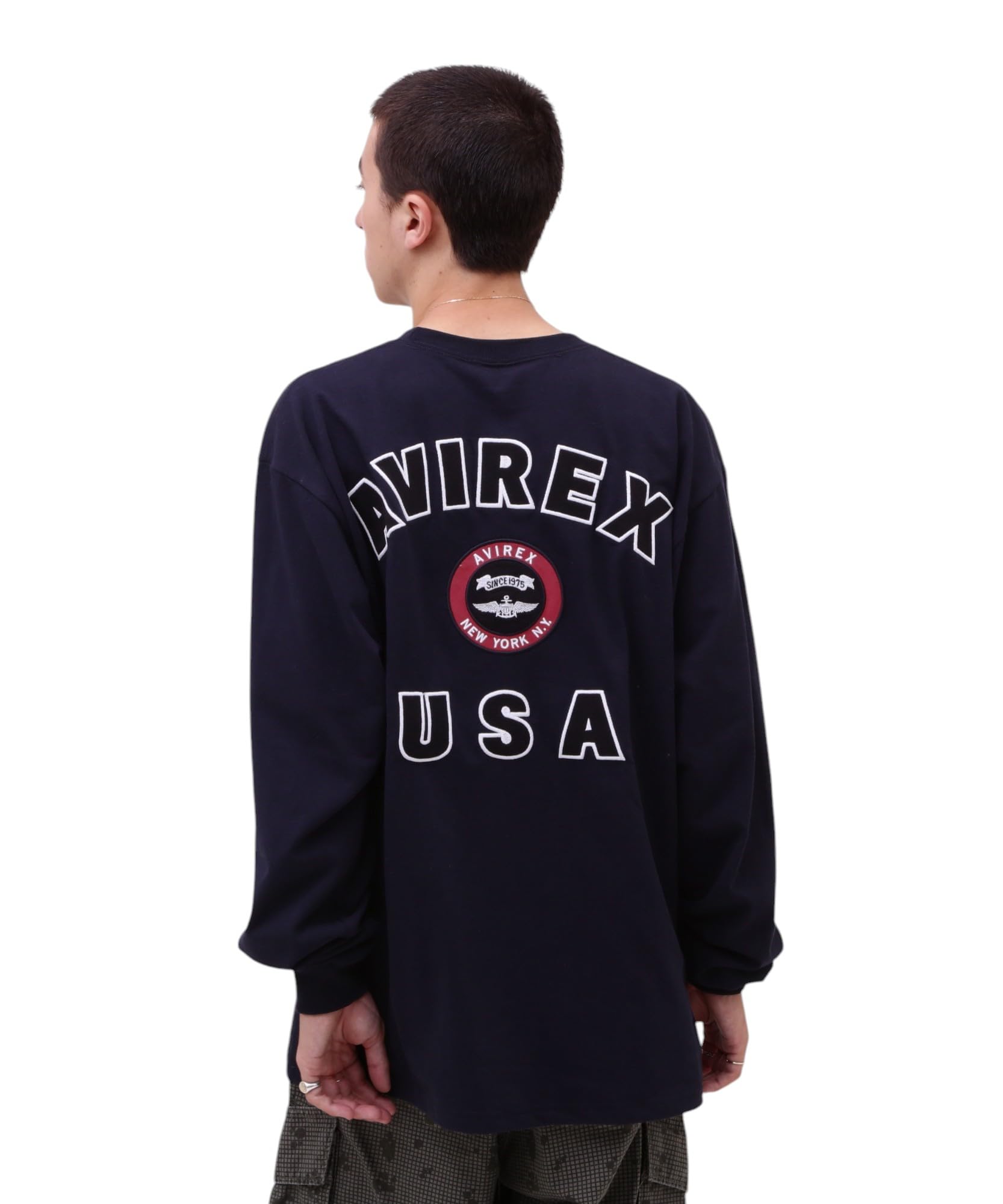 AVIREX VARSITY LOGO Лонгслив M 120 темно-синий 783-5930018