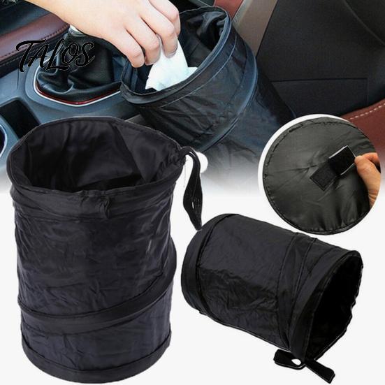 Portable Travel Trash Pouch Collapsible Car Can, Interior Foldable Waste Container, Waterproof Oxford Cleaning Accessories Cloth Bin with Lid for SUV