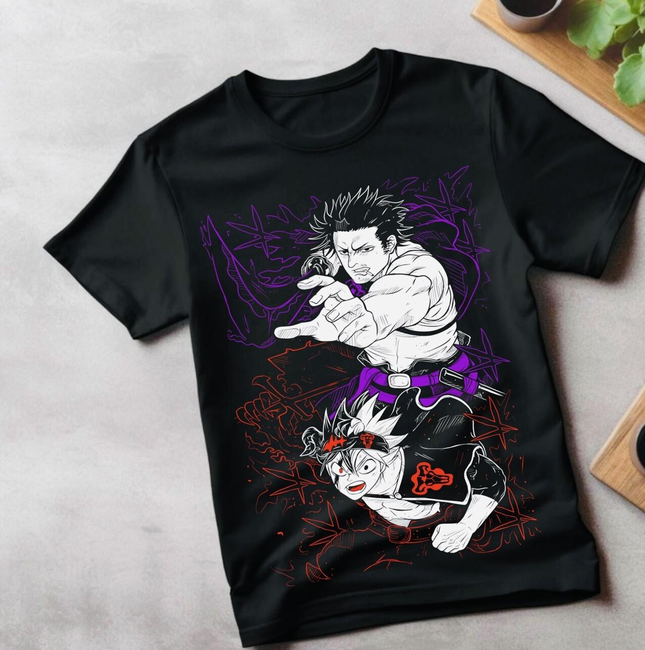 

Asta Yuno T-Shirt Mens Womens Tees Top Black Clover Anime Manga Asta Girl Gifts Black Shirt All Size 3XL