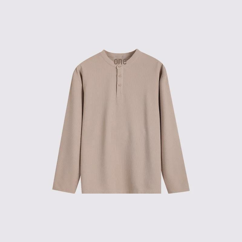 Men's Trendy Waffle Henley Long-Sleeve Casual Shirt