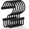 Goowin Shower Curtain Hooks, 12 Pcs Shower Curtain Rings, Durable Rust Proof Black Shower Curtain Hooks, Shower Rings for Curtain, Double Glide