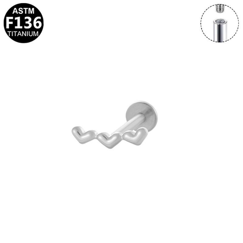 Heart-Shaped F136 Titanium Alloy Cartilage  Lip Stud Earring