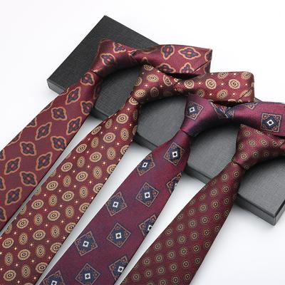 Burgunder Krawatte Herren, Hochzeitsbankett Trauzeuge Bräutigam Gastgeber Festlicher Gentleman High-End Muster Handband 8 cm