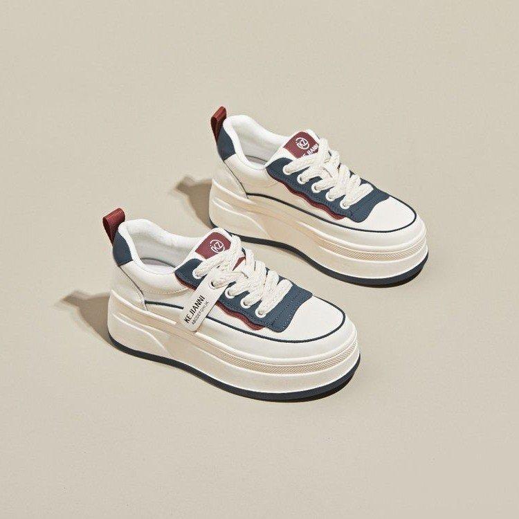 

Маленькие белые туфли женские весенние туфли с высокой подошвой Muffin Thick Bottom Hundred со спортивной и повседневной женской обувью лето 39 темно-синий