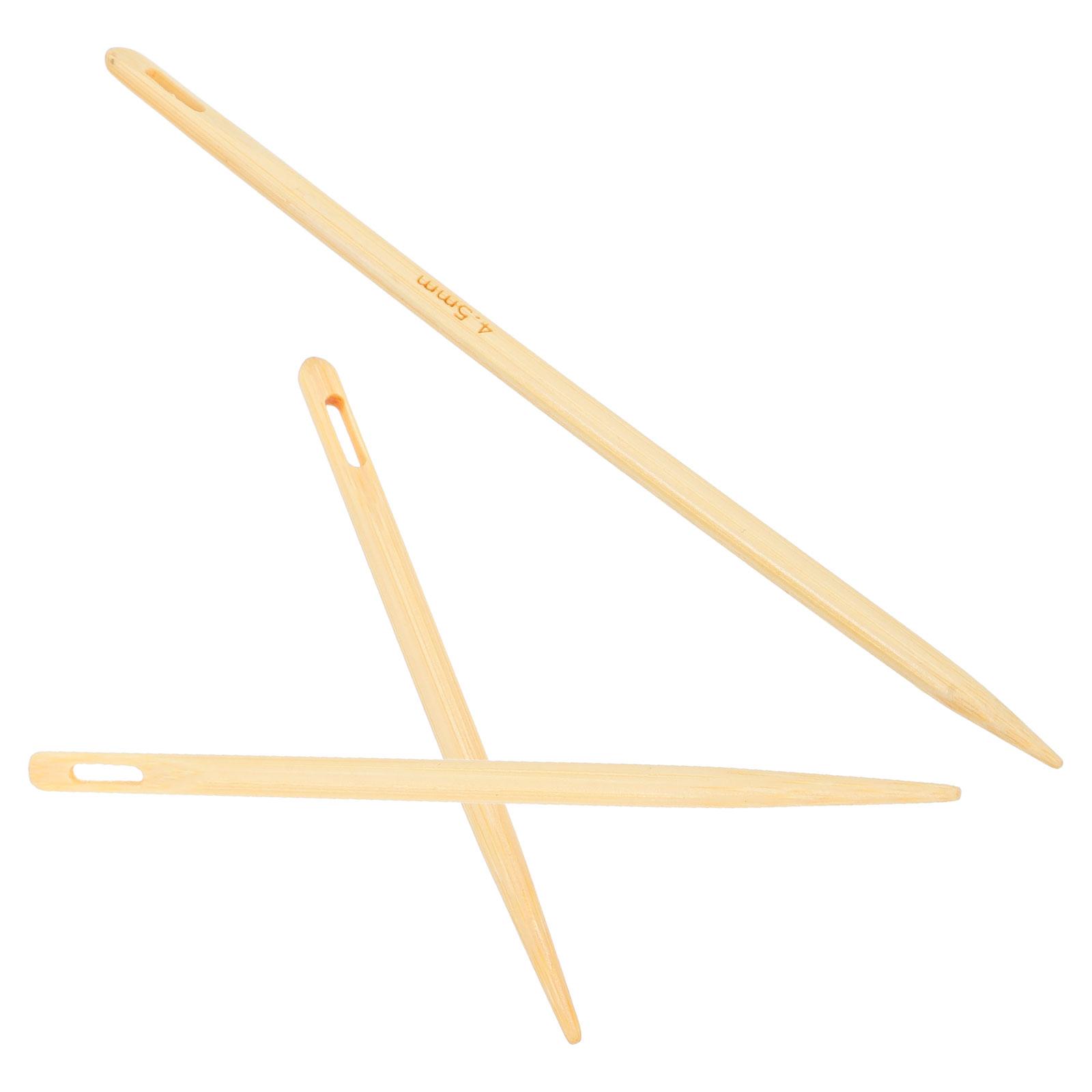 

3 Pcs Big Eye Needle Crochet Knitting Tool Sewing Needles Hair Hand DIY Weaving Tools Bamboo Craft Hook Circle Wooden бежевий