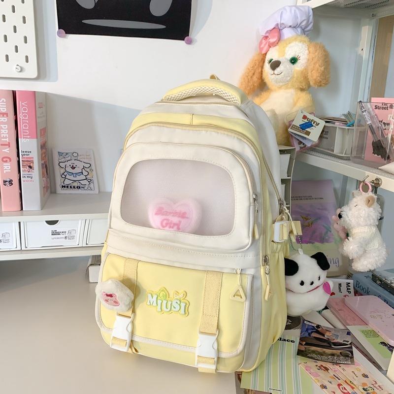 High-value wind schoolbag, junior high school girls backpack, high school students large-capacity cute dopamine backpack