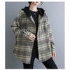 Women S Plus Size Hooded Plaid Wool Blend Shirt Coat For Autumn Winter