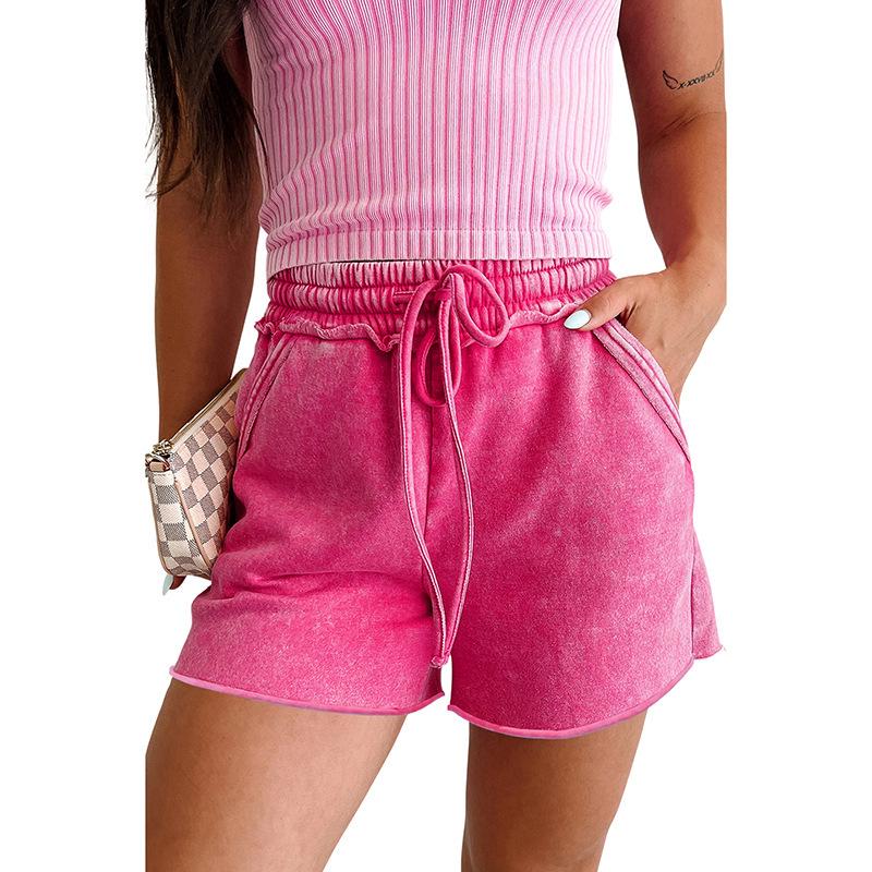

Spring 2026 Women s High Waist Casual Drawstring Pants - Solid Color, European & American Fashion, Versatile with Pockets, Straight Leg L